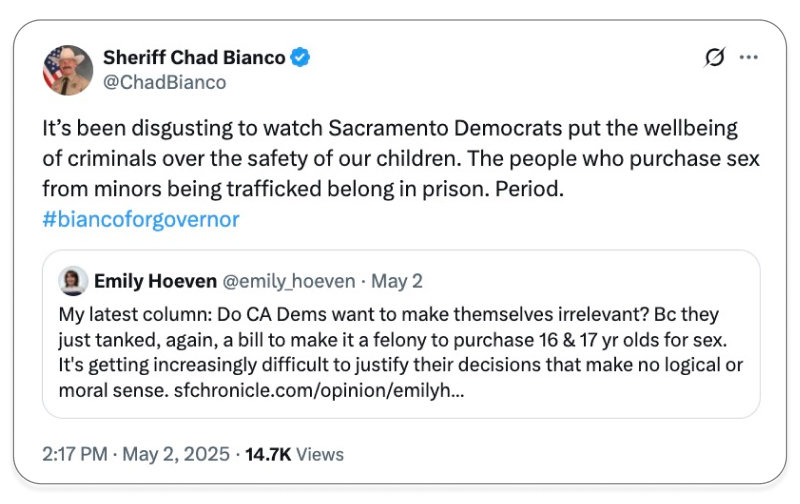 Tweet by Chad Bianco